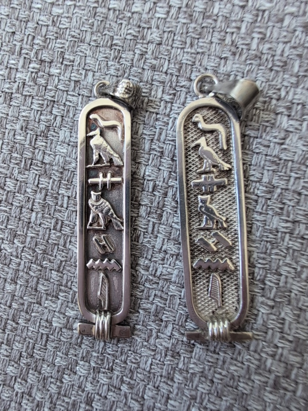 Vintage Egyptian Sterling Silver Cartouche Hieroglyphic Pendant